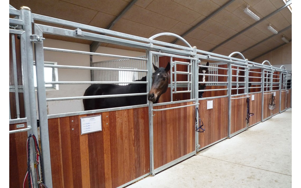 Classic hestebokser – en ny model med buer og runde stolper, men stadig svingbar.